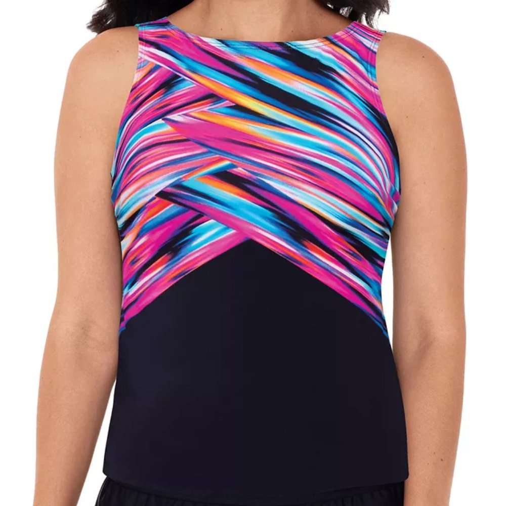 Reebok Wrapped In Perfection Print High-Neck Tankini Top